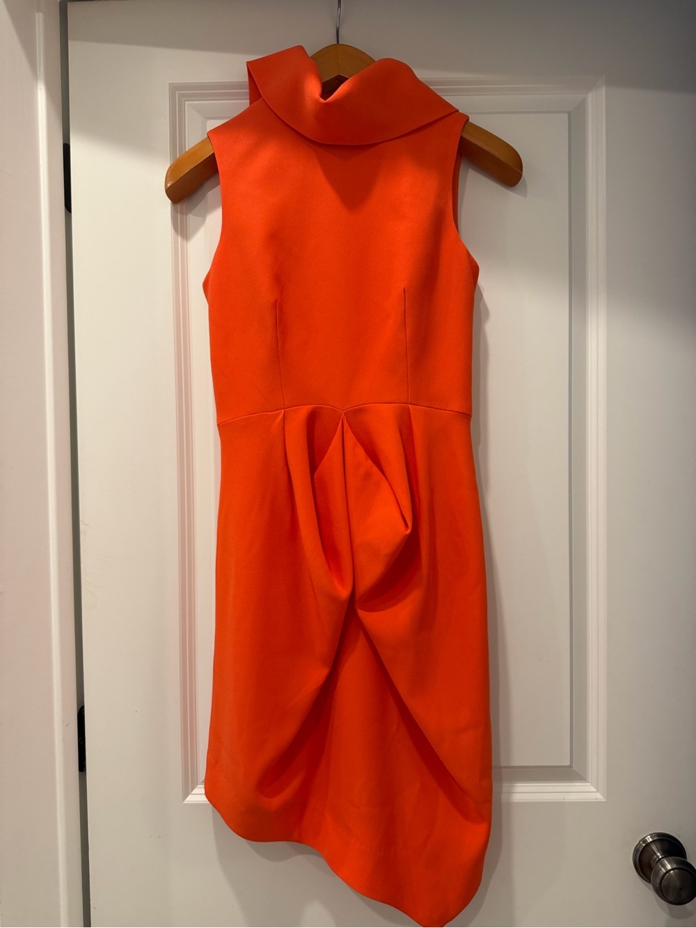 Bright Orange Sleeveless Pleated Dress